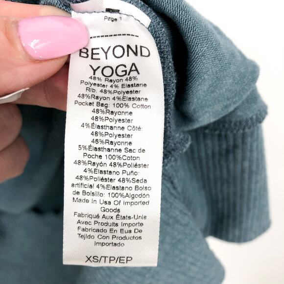 BEYOND YOGA Women's Soften Up Cardigan Sweater XS Green Storm Open Front NWOT - Picture 10 of 11